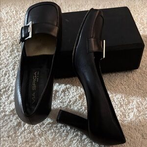 Via Spiga Black Buckle Heels